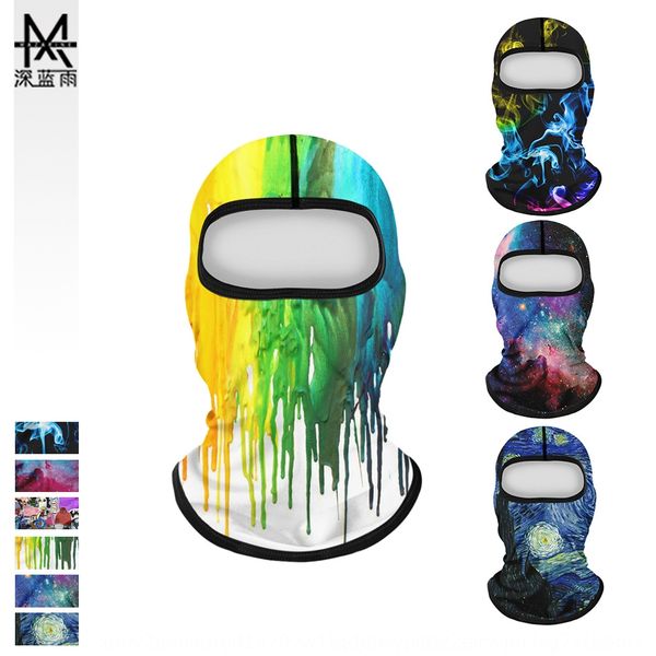 

g9u4h starry sky printed outdoor riding dustproof windproof sports hood starry sky printed outdoor riding mask dustproof motorcyclemotorcycl, Black