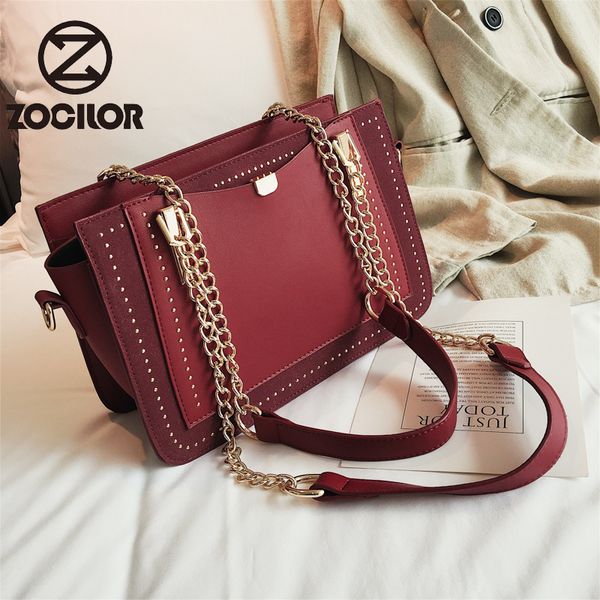 

fashion luxury rivet handbag women bag designer brand metal chain tote bag casual pu leather crossbody bags