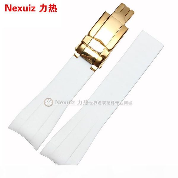 

new watchbands silicone rubber watchband accessories insurance folding buckle deployment sport swimming waterproof straps 20mm, Black;brown