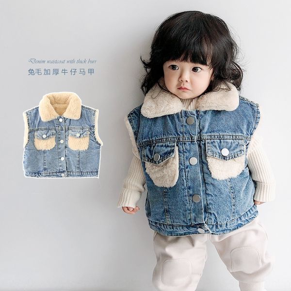 

pqct5 ewt286 enzo younger brother 2019 winter new fur stitching denim thickened vest ewt286 enzo waistcoat waistcoat younger brother 2019 wi, Camo