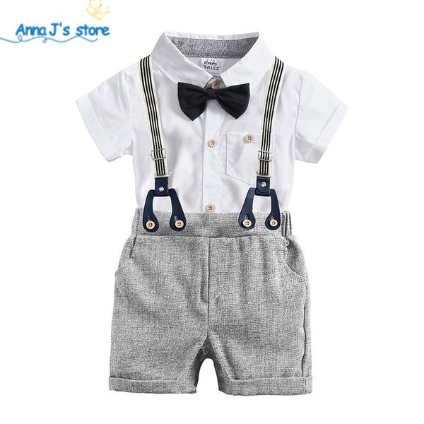 

baby boy clothing sets infants newborn boy clothes shorts sleeve rompers+overalls shorts 2pcs outfits summer baby clothing tz658, White