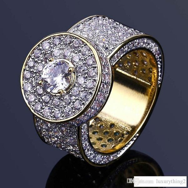 

mens hip hop gold rings jewelry new fashion iced out rings crystal gemstone simulation diamond rings for men, Golden;silver