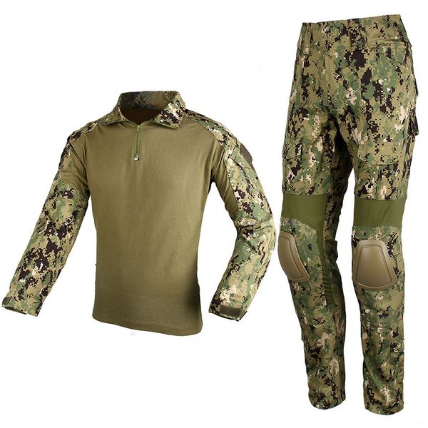 

gym clothing bdu tactical outdoor cs with knee pads and elbow camouflage suit, White;black