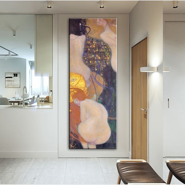 

gustav klimt kiss goldfish canvas painting art reproductions abstract poster prints modern wall art pictures for living room home decor