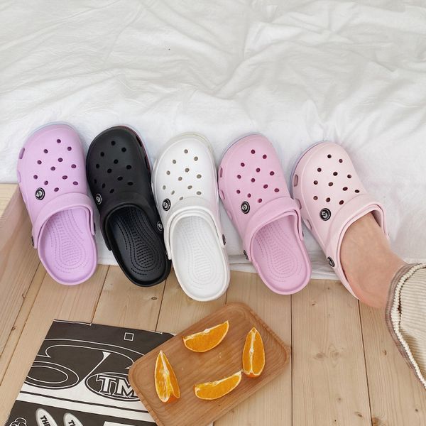 

fashion sandals women slippers soft bottom beach sandals women clog comfortable breathable ankle-wrap, Black