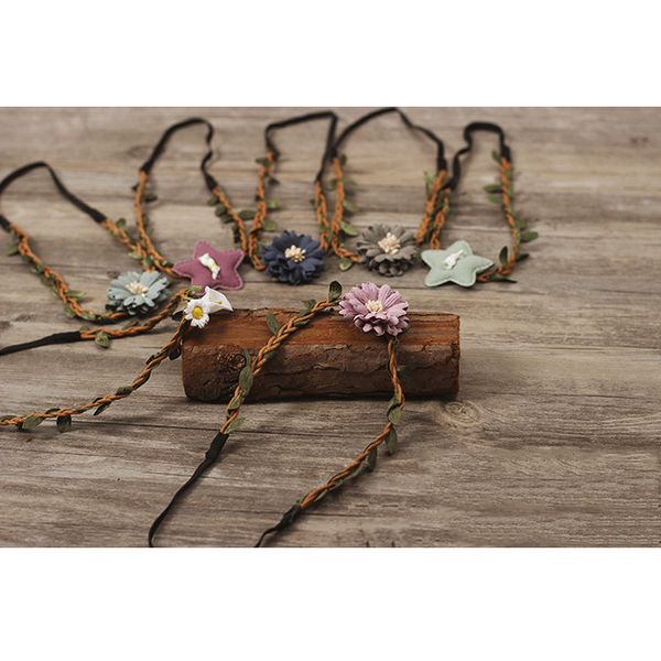 

hair accessories baby headband flower rope headbands for girl nylon head band kids retro hairband born po props, Slivery;white