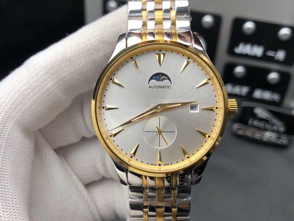 

super 15 montre de luxe 316 refined steel case leather strap fully automatic watch mechanical movement 41mm*11mm waterproof 50m, Slivery;brown