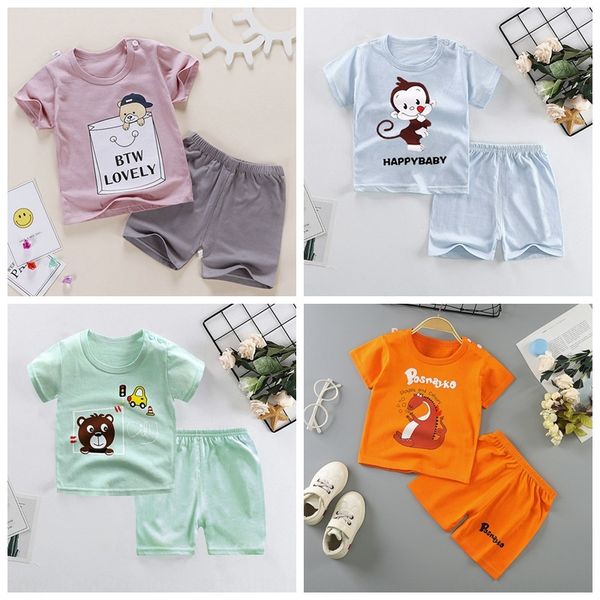 

2020 новая детская с коротким рукавом футболки набор футболка и шорты детских мультяшными с короткими рукавами шорт из двух частей набора