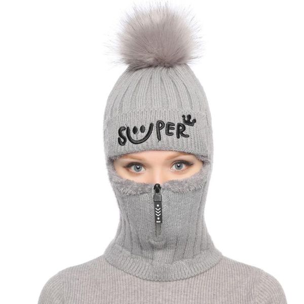 

winter knitted cap scarf hiking scarf fashion women cycling cap siamese winter warm ski hat thickened knitted#g4, Black