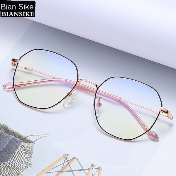 

fashion polygon anti-blue light metal frame plain glasses glasses for men and women 99115, Silver