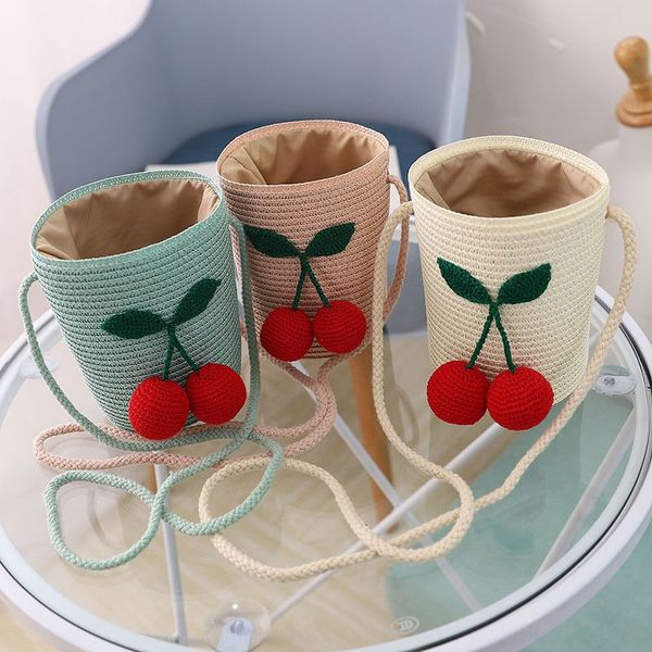 

cherry детской соломенной сумка кошелек шляпа кошелек мешок 2020 новых соломенная сумка портативного портмоне девочек в шляпе b1004, Yellow