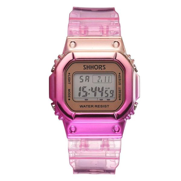 

wristwatches rose pink women sport watch waterproof rubber mix color digital women's school student girls gift clock, Slivery;brown