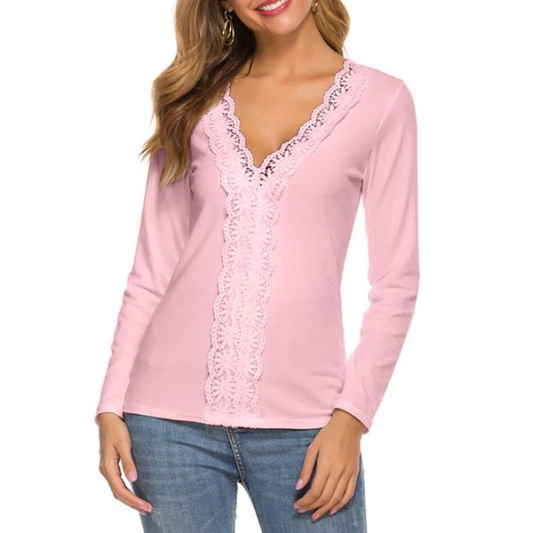

women's sweaters spring women lace v neck long sleeve slim blouse casual blouses fashion loose knit blusas mujer, White;black