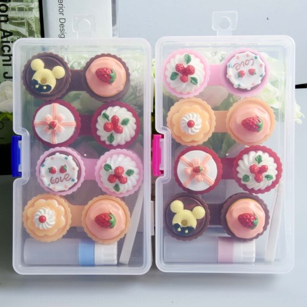 

new case caseglasses casecake invisible glasses beautiful pupil couple box 4-piece set a box of 4 pieces easy to carry, Blue