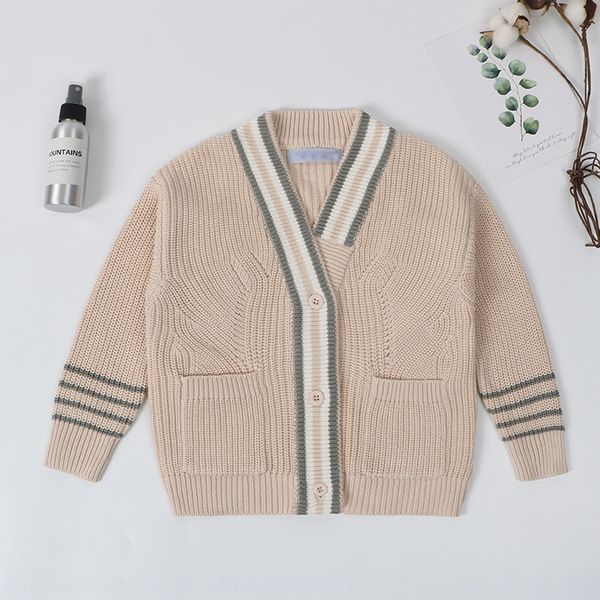 

zoekay children's thickened children's knitted cardigan coat v-neck four coat sweater bars long sleeve girl's sweater, Blue