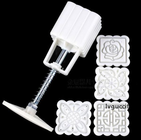 

new arrive 4 patterns square moon cake fondant sugarcraft decorating cookies mold mould baking tool set