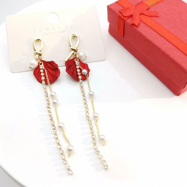 

designer golden tassel pearl female 2020 new wave jewelry simple style temperament earrings high sense earrings, Silver