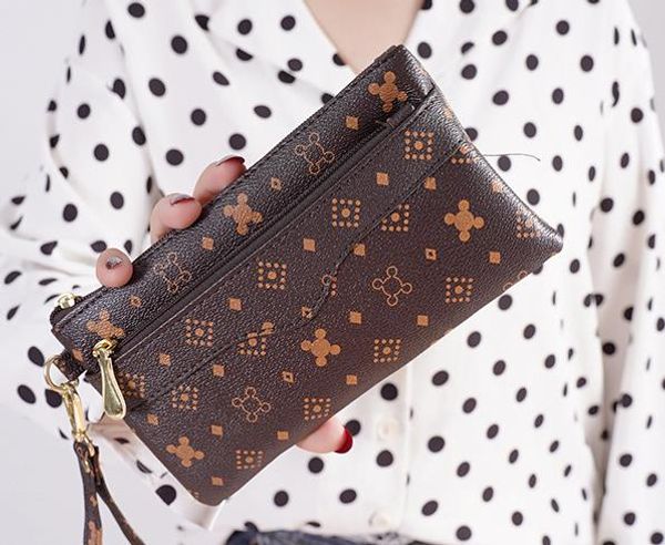 

designer bag 2020 new fashion printing female clutch pu leather coin purse hand bag, Red;black