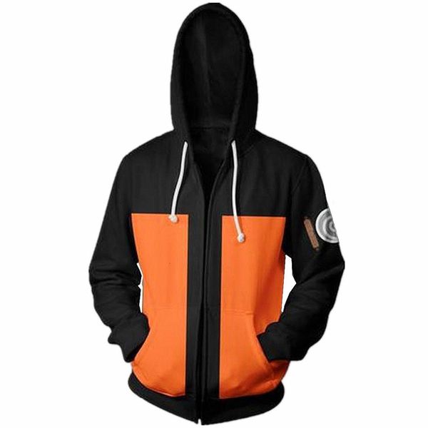 

fasion anime zipper hoodies men women cosplay naruto 3d hoody cool autmn coat hooded sweatshirts streetwear casual sweatshirts, Black