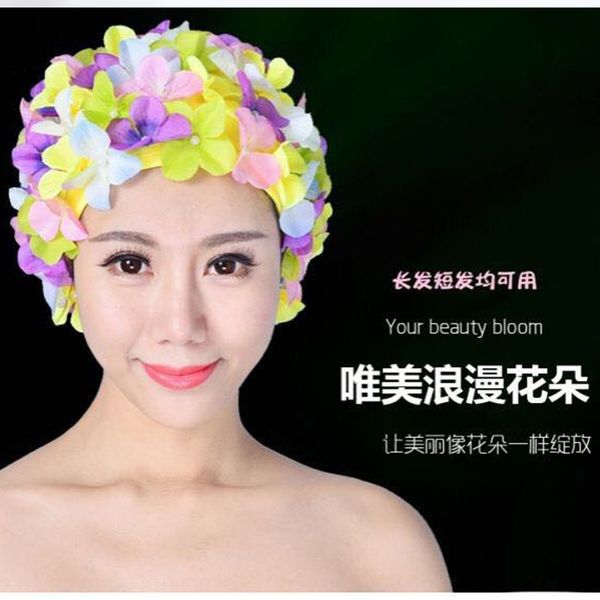 

fashion new handmade hat three-dimensional petal hat female swimming cap long short hair spring swimming cap