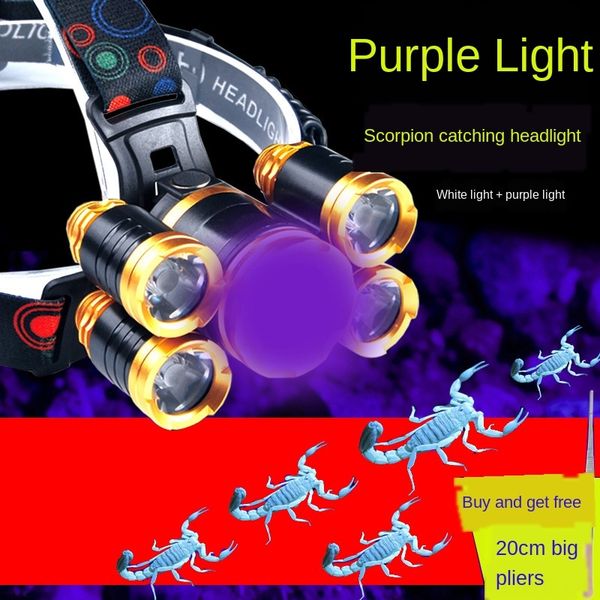 

xe01f lamp special catching super bright strong catching scorpion purple light charging scorpion special induction headlight outdoor induct