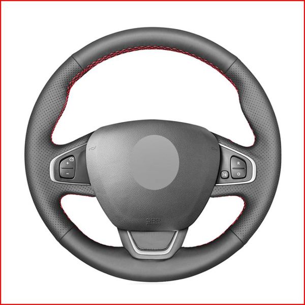 

mewant black genuine leather car steering wheel cover for clio 4 (iv) kaptur captur 2020-2020