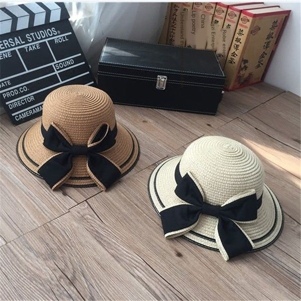 

women's summer for vacation sunscreen butterfly sunscreen seaside beach hat bowknot straw fashion hat, Blue;gray