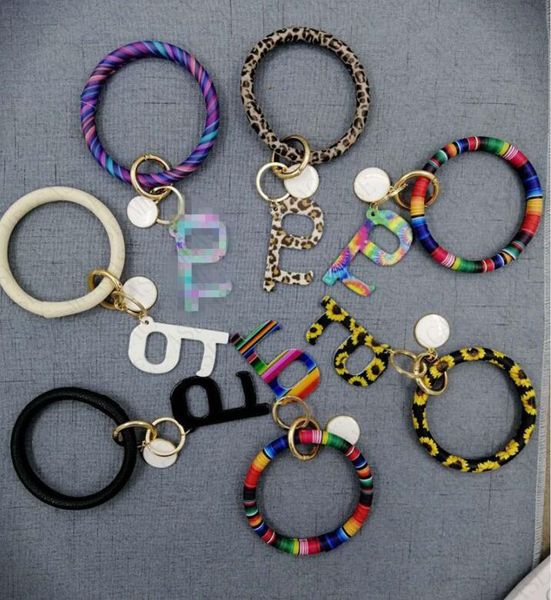 

safty key holder pu leather tassel wristlet keychain bracelets public non-contact elevator button protective tool key ring bangle new e73103, Red;brown