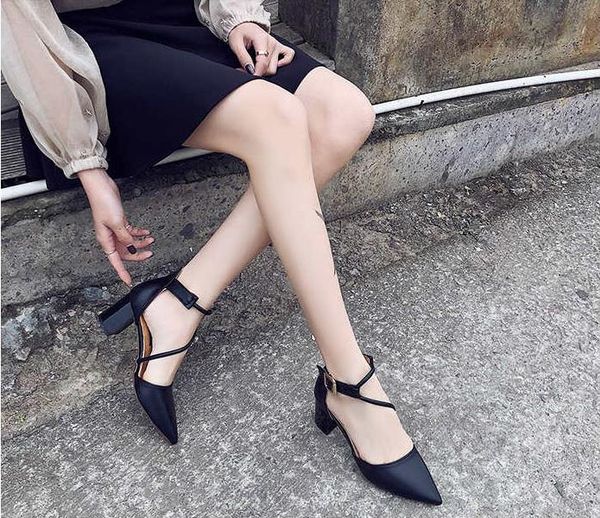

2019 new summer women shoes pointed toe pumps dress high heels boat shoes, Black