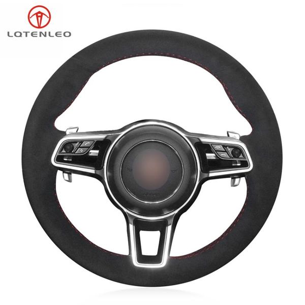 

lqtenleo black suede car steering wheel cover for macan 2020 2020