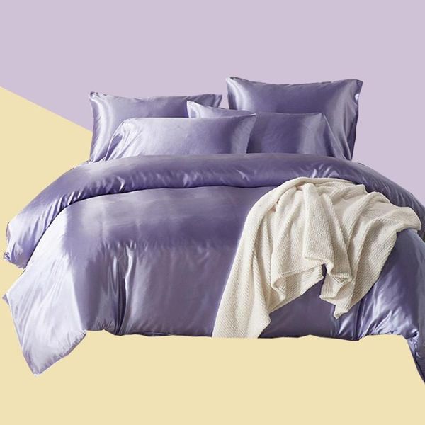 

purpl пододеяльник сатин luxury  king size bed set одеяло пододеяльник постельное белье и наволочки для одиночные двойные постельные пр