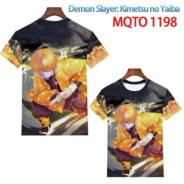 

manufacturer direct sale demon slayer summer men's round neck fashionable loose european and american hip hop cartoon t-shirt, White;black
