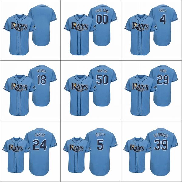 

tampa bay rays men #5 matt duffy 24 avisail garcia 23 jake odorizzi women youth authentic flex base alternate custom jersey, Black