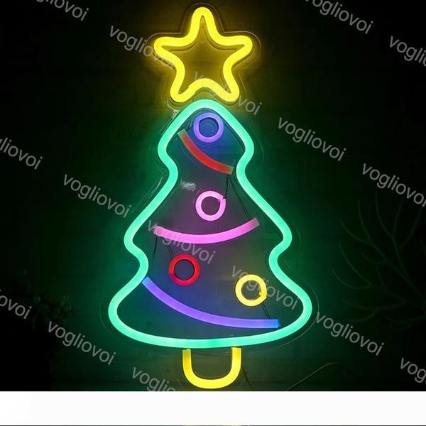 

led neon sign smd2835 indoor night light design christmas tree model with transparent backplane holiday xmas party wedding table lamps dhl