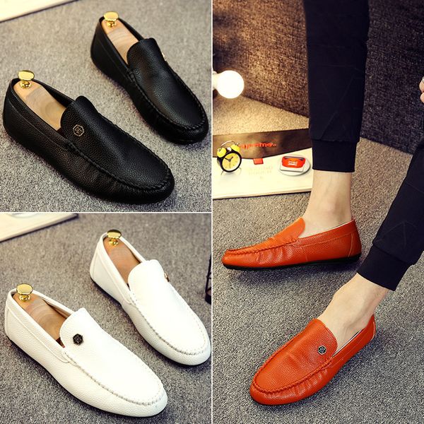 

men loafers leather casual metal buckle driving flats shoes ladies ballet shoes female breathable light boat moccasins, Black