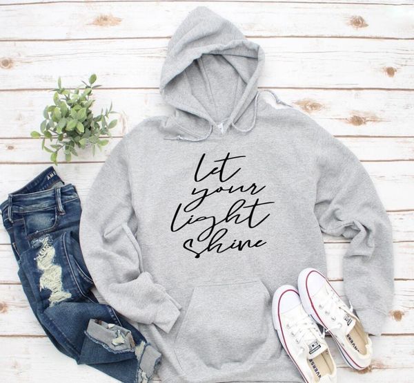 

let your light shine letter hoodies woman harajuku sweatshirt woman, Black