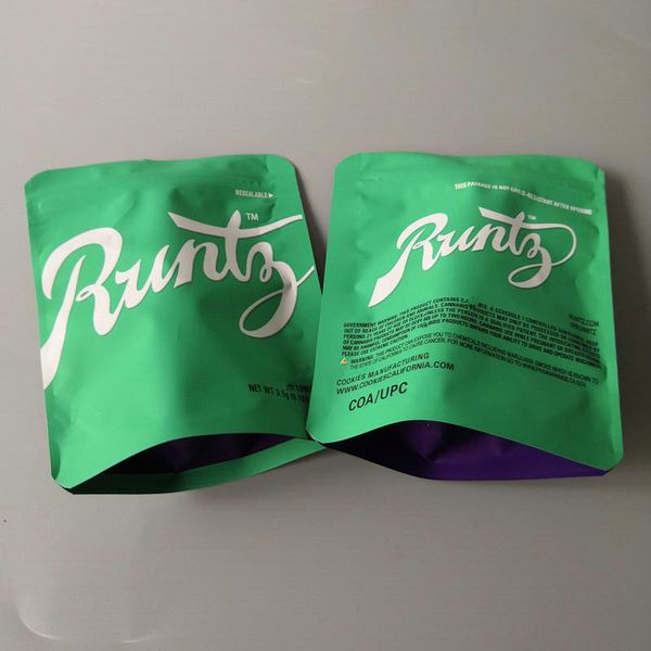 

2020 white runtz cookies california mylar bag 35g purple zipper dry herb packaging stand up pouch with sticker label dhl fast pflgg