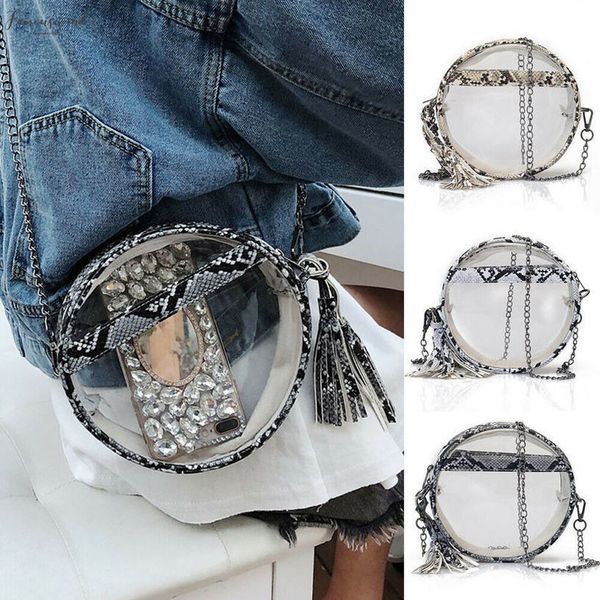 

2020 womens cute snake skin clear serpentine purse shoulder circular handbag tote messenger satchel bags cross body bags