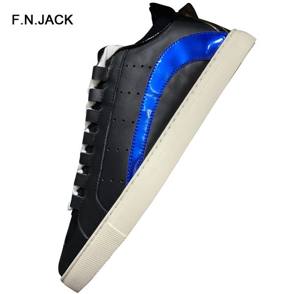 

f.n.jack mens' new fashion sneakers sport shoes for male mix colors spring autumn man shoes casual lace-up shoe, Black