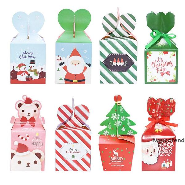 

5p handmade christmas candy boxes santa merry christmas apple packing paper box xmas new year party gift favors cookie gift box
