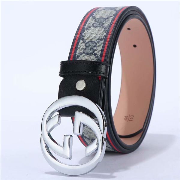 

3.8cm men belt womens genuine leather black and white color designer cowhide belt for mens luxury belt 049, Blue;gray