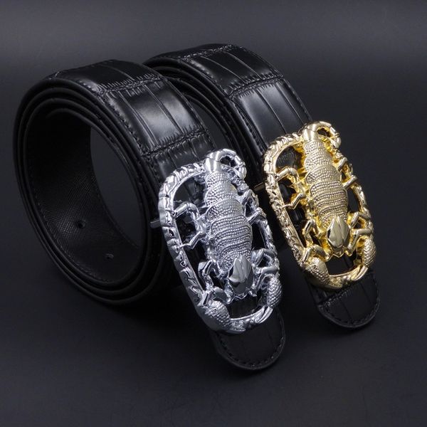 

125cm men scorpion belt smooth buckle bamboo band casual belt, Black;brown