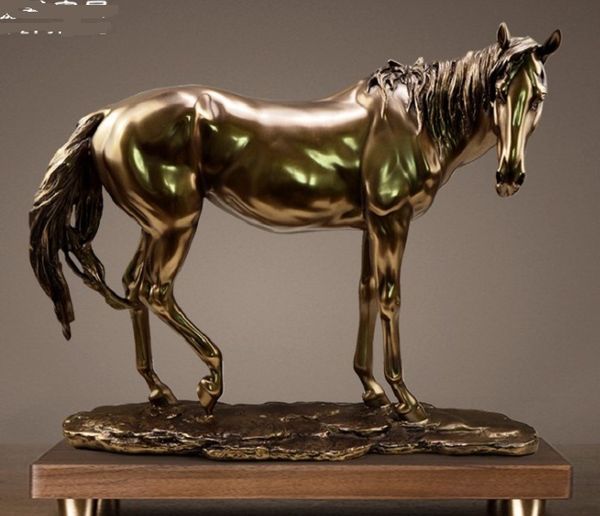 

2020 new type cold cast copper home decoration horse ornament resin handicraft customization home crafts business gifts