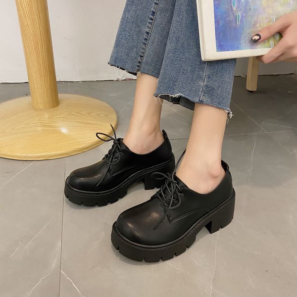 

women's shoes platform female footwear oxfords round toe soft autumn casual sneaker black flats dress leather fall