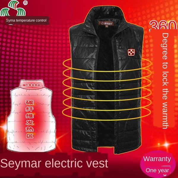 

eyzfv electric waistcoat usb intelligent heating carbon fiber heating electric clothes vest vest men's and women's neck protection, Black;gray