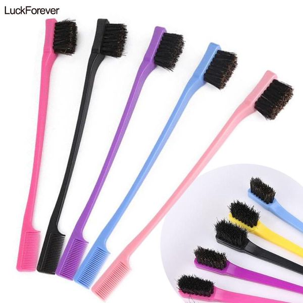 

hair brushes luckforever 1pc double sided edge control brush comb styling tools eyebrow dyeing makeup grooming products, Silver