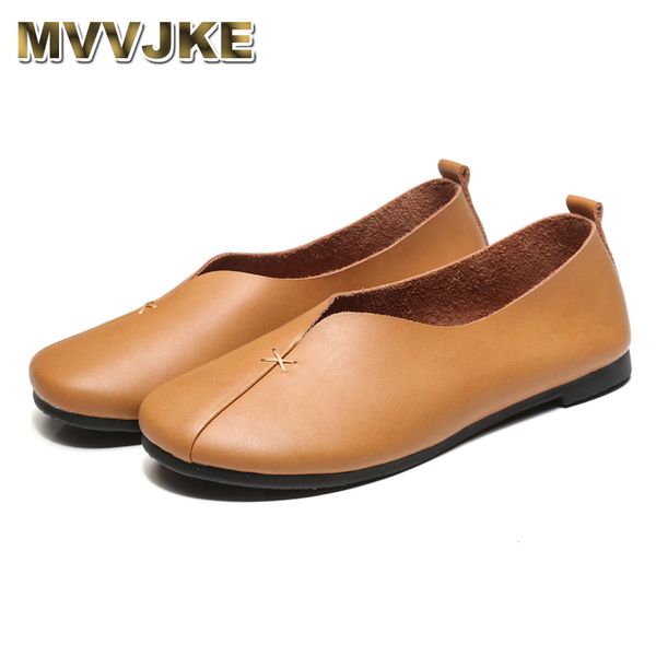 

mvvjke 2020 very soft grandma shoes women genuine leather flats retro women's shoes shallow comfortable flat, Black