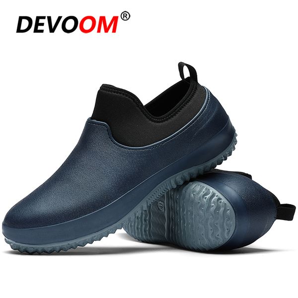 

2020 l kitchen men waterproof chef shoes anti-slip kitchen work shoes cook sandals restaurant cook non-slip slippers, Black