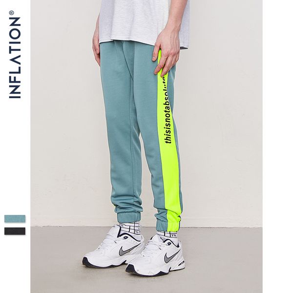 

инфляция «это не является абсолютным» side нашивки letter печать контраст цвет mens sweatpants улица новый 2020 осень брюки 8838w, Black