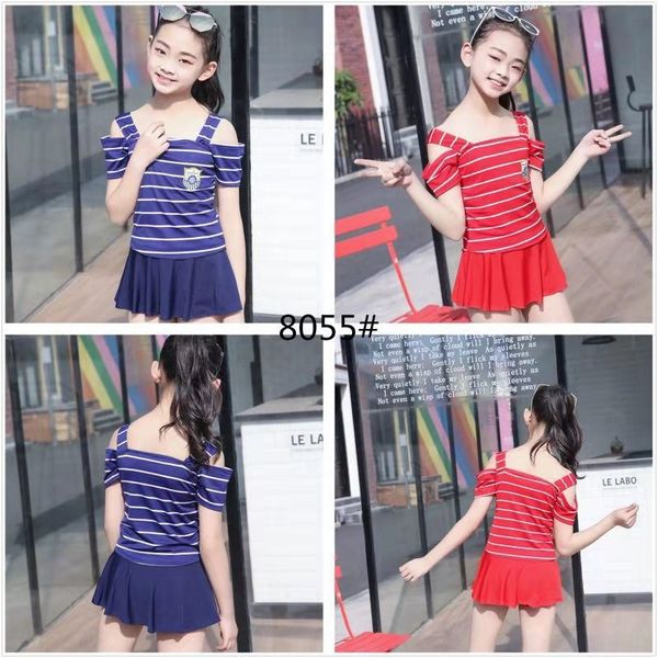 

cute vest style split vest medium and large children's swimsuit (6-10 years old) children's swimsuit 8055, Black